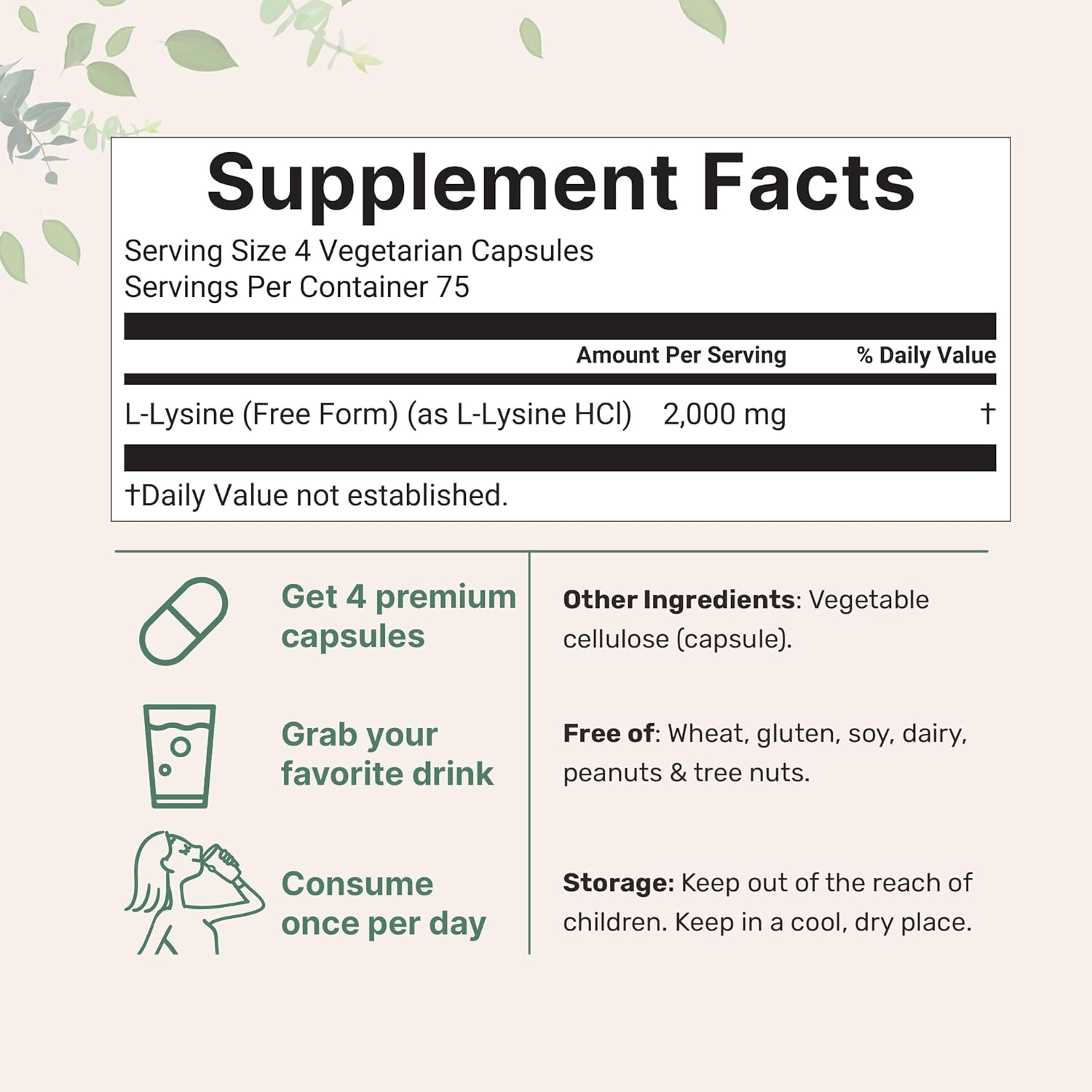 LISINA 2000 MG MICROINGREDIENTS 300 CAPSULAS VEGETALES NO GMO