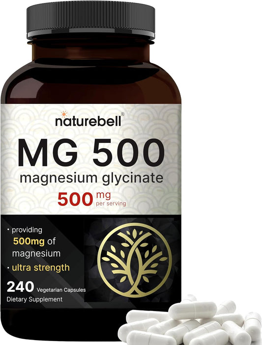MAGNESIO GLYCINATO 500MG 240 CAPSULAS SIN GMO VEGANO MAGNESIUM CLYCINATE NATUREBELL