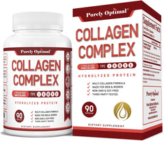 COLÁGENO HIDROLIZADO COMPLEX 5 TIPOS 1800 MG 90 CÁPSULAS  NO GMO PURELY OPTIMAL