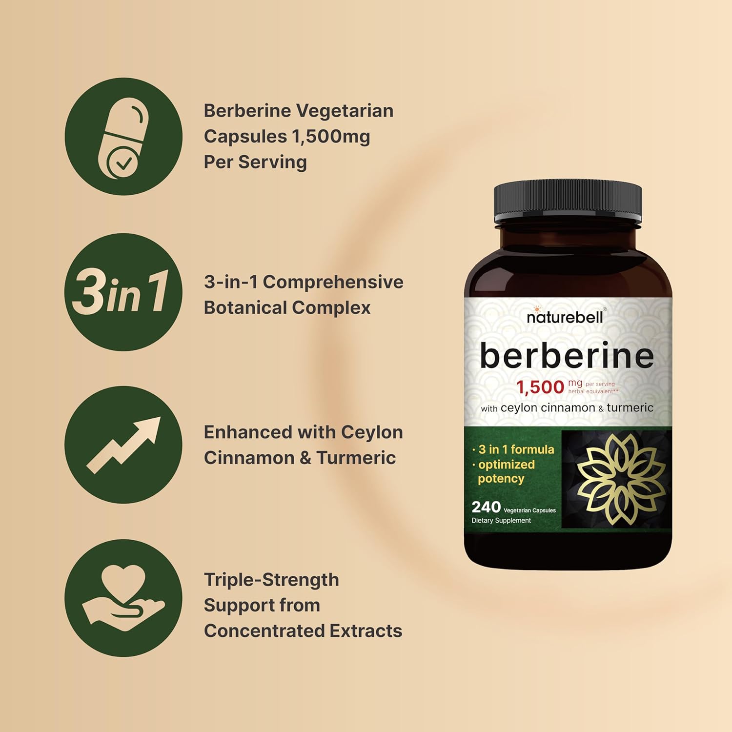 Berbérine 1500 Mg + Cannelle De Ceylan – Soutien Cardiaque & Immunitaire (Vegan, 30/60/120 Gélules)