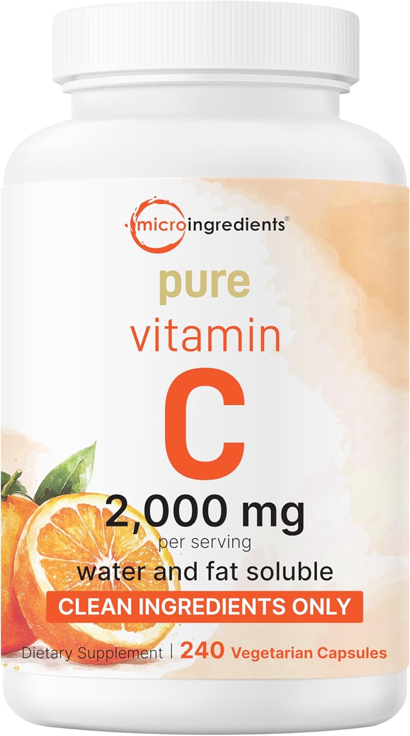 VITAMINA C PURA 2,000 MG MICROINGREDIENTS 240 CAPSULAS VEGETALES NO GMO