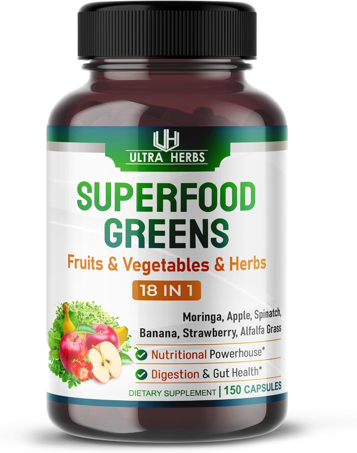 ALIMENTOS SUPERVERDES ULTRA HIERBAS 18,100 MG 150 CAPSULAS SUPER GREENS FOOD ULTRA HERBS