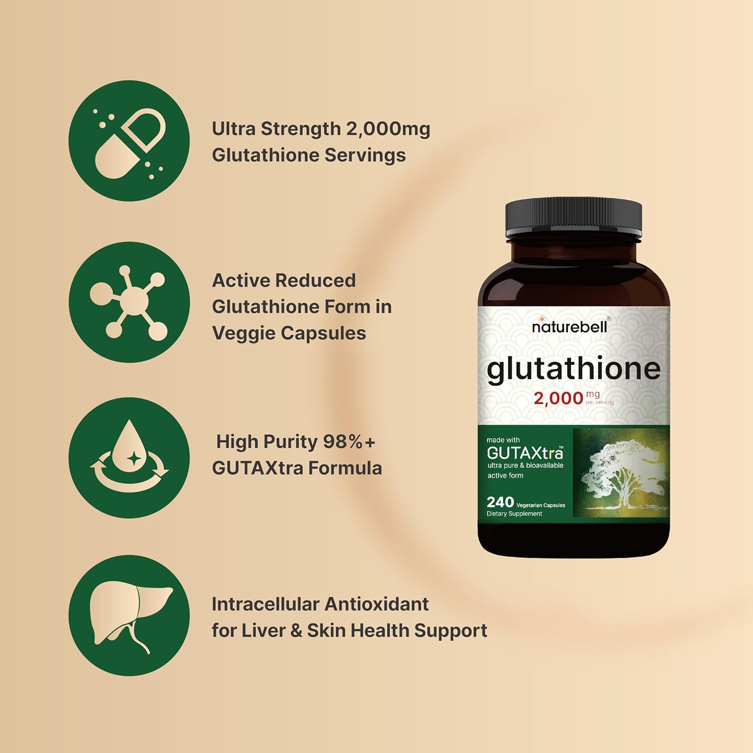 GLUTATHIONE REDUCED GLUTATION REDUCIDO 2000 MG 240 CAPSULAS NATUREBELL Bexo Per GLUTATHIONE REDUCED GLUTATION REDUCIDO 2000 MG 240 CAPSULAS NATUREBELL Bexo Per