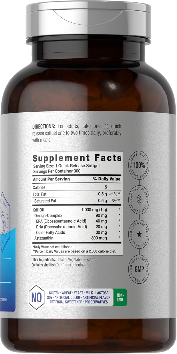 KRILL OIL ANTARTIC OMEGA 3 1,000 MG HORBAACH 300 CAPSULAS BLANDAS NO GMO