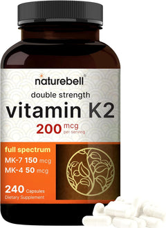 VITAMINA K2 MK7 NATUREBELL 150 MCG MK4 50 MCG 240 CAPSULAS