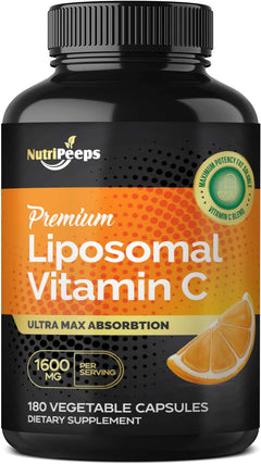 VITAMINA C LIPOSOMAL 1600 MG NUTRIPEEPS 180 CAPSULAS VEGETALES NO GMO VEGANO