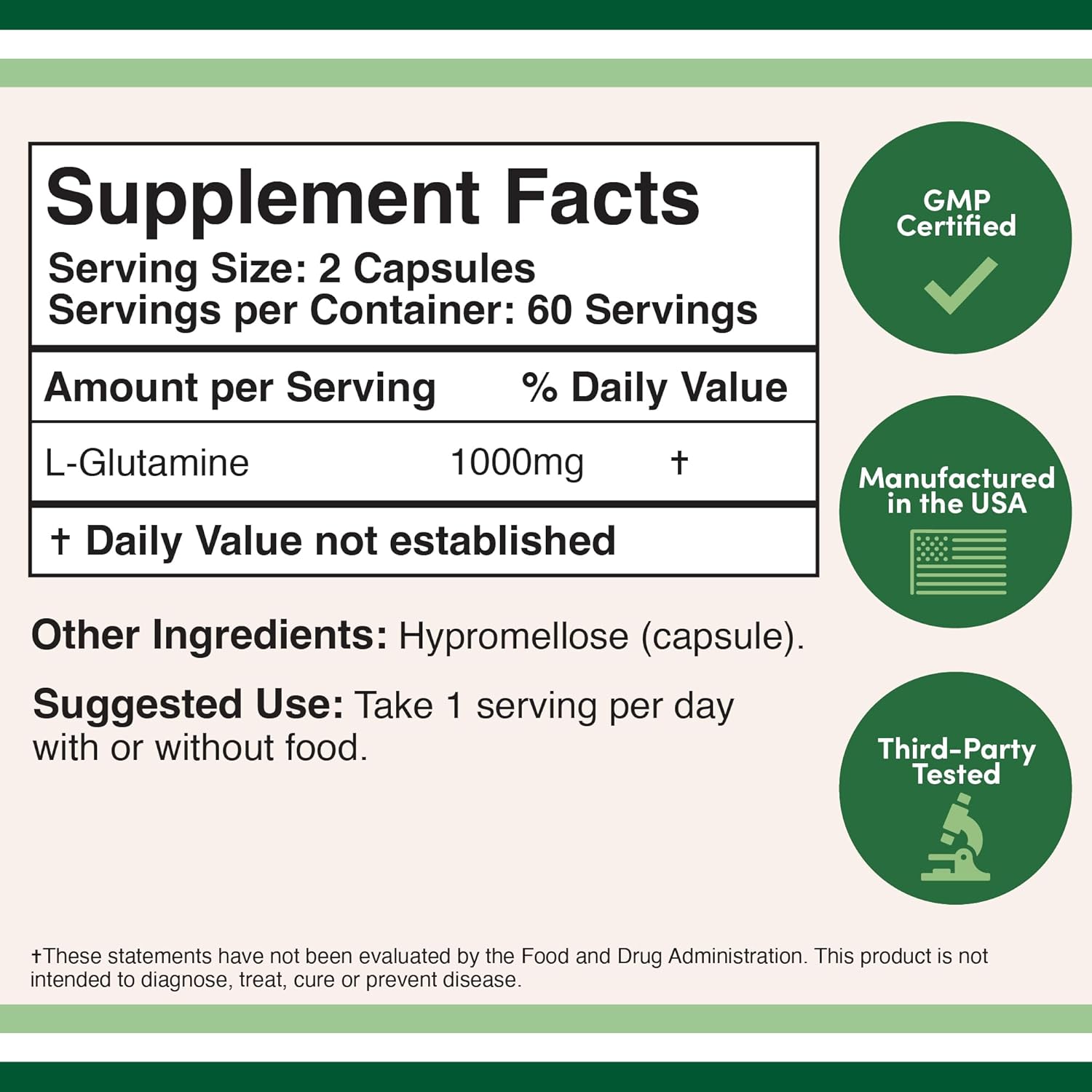 GLUTAMINA 1000 MG 120 CAPSULAS SIN GMO DOUBLE WOOD