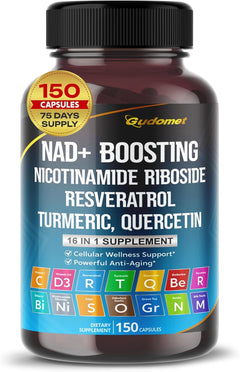 NAD+ CON NICOTINAMIDA RIBOSA CON RESVERATROL 16 EN 1 1005 MG 150 CAPSULAS VEGETALES NO GMO GUDOMET