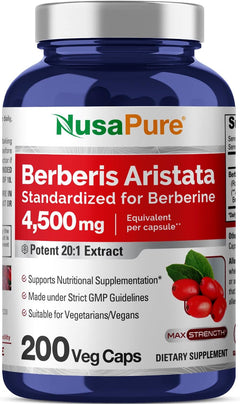 BERBERINA ARISTATA NUSAPURE 4500 MG 200 CAPSULAS VEGANO