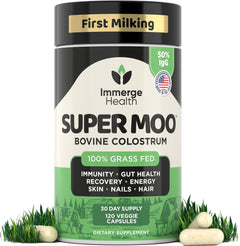 CALOSTRO DE BOVINO SUPER MOO 2000 MG 50% IG 120 CÁPSULAS NO GMO  IMMERGE HEALTH