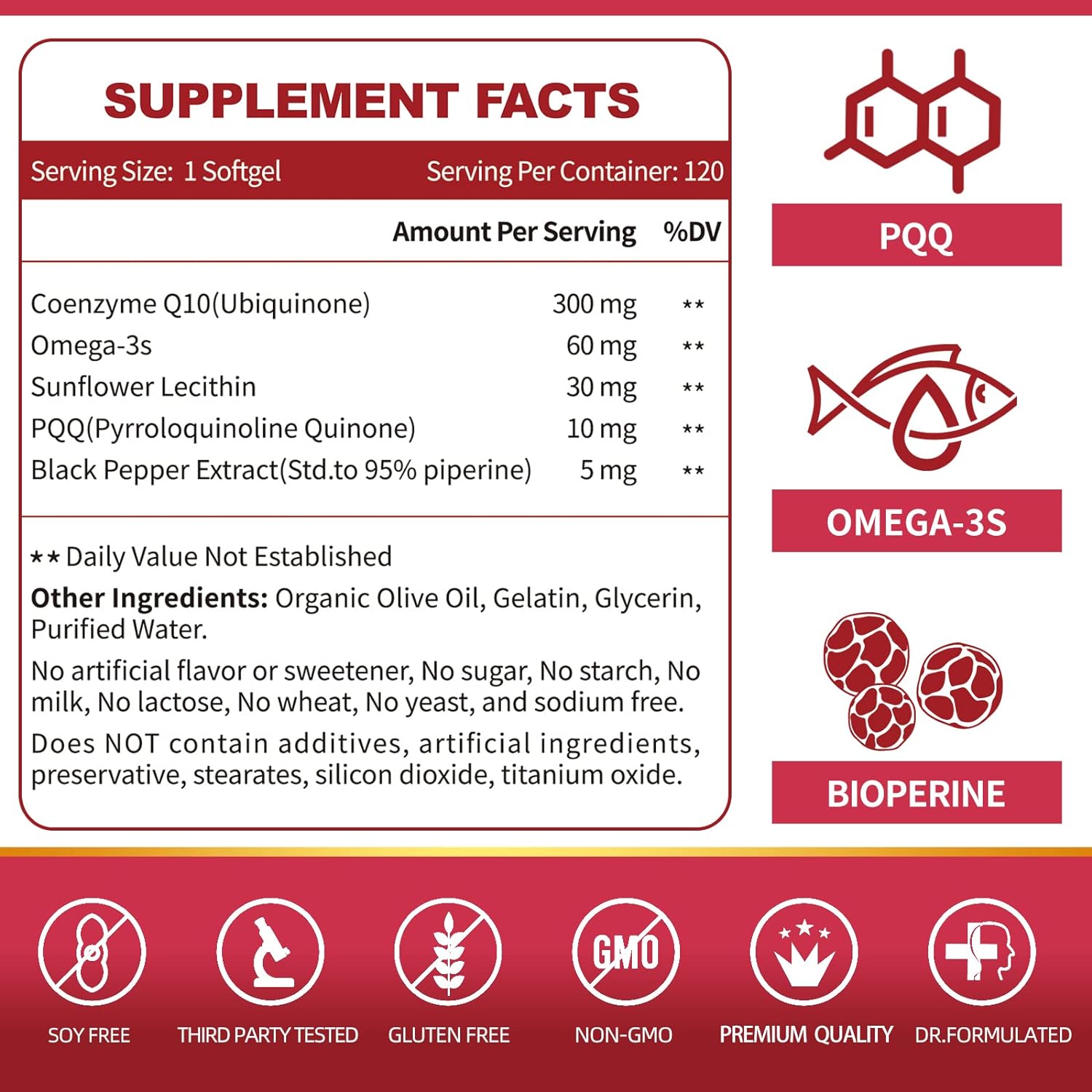 COENZIMA Q10 300 MG UBIQUINOL COQ10 120 CAPSULAS BLANDAS ZEBORA