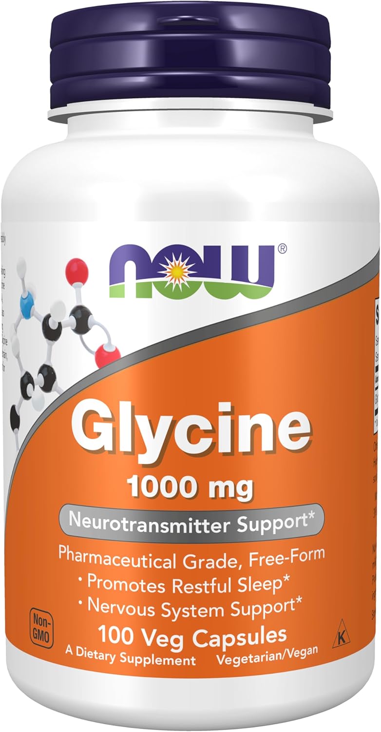 GLICINA NOW 1000 MG 100 CAPSULAS VEGETALES NO GMO VEGANO