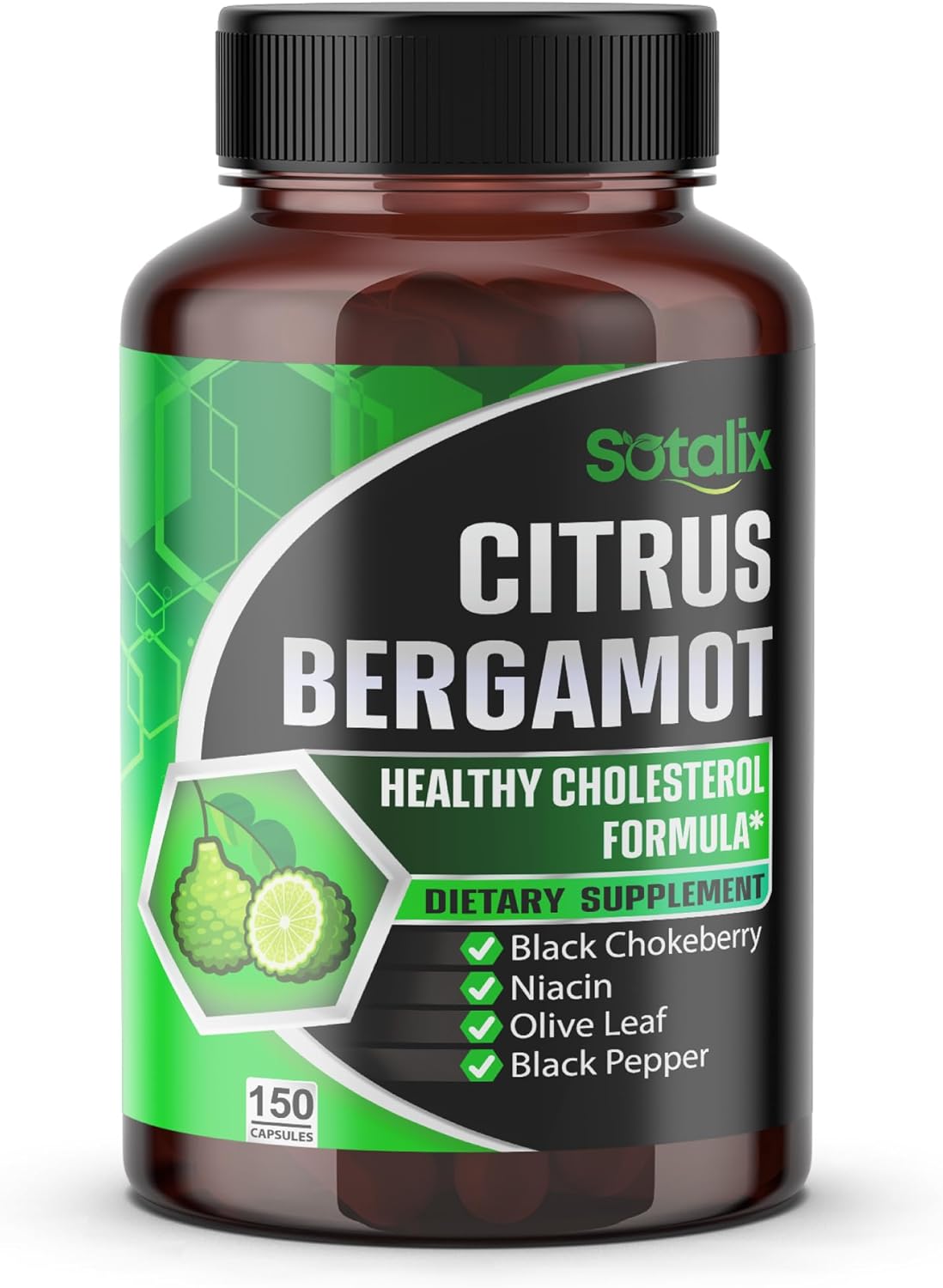 BERGAMOTA CITRUS 15,500 MG CON NIACINA 150 CAPSULAS SIN GMO BERGAMOT CITRUS SOTALIX