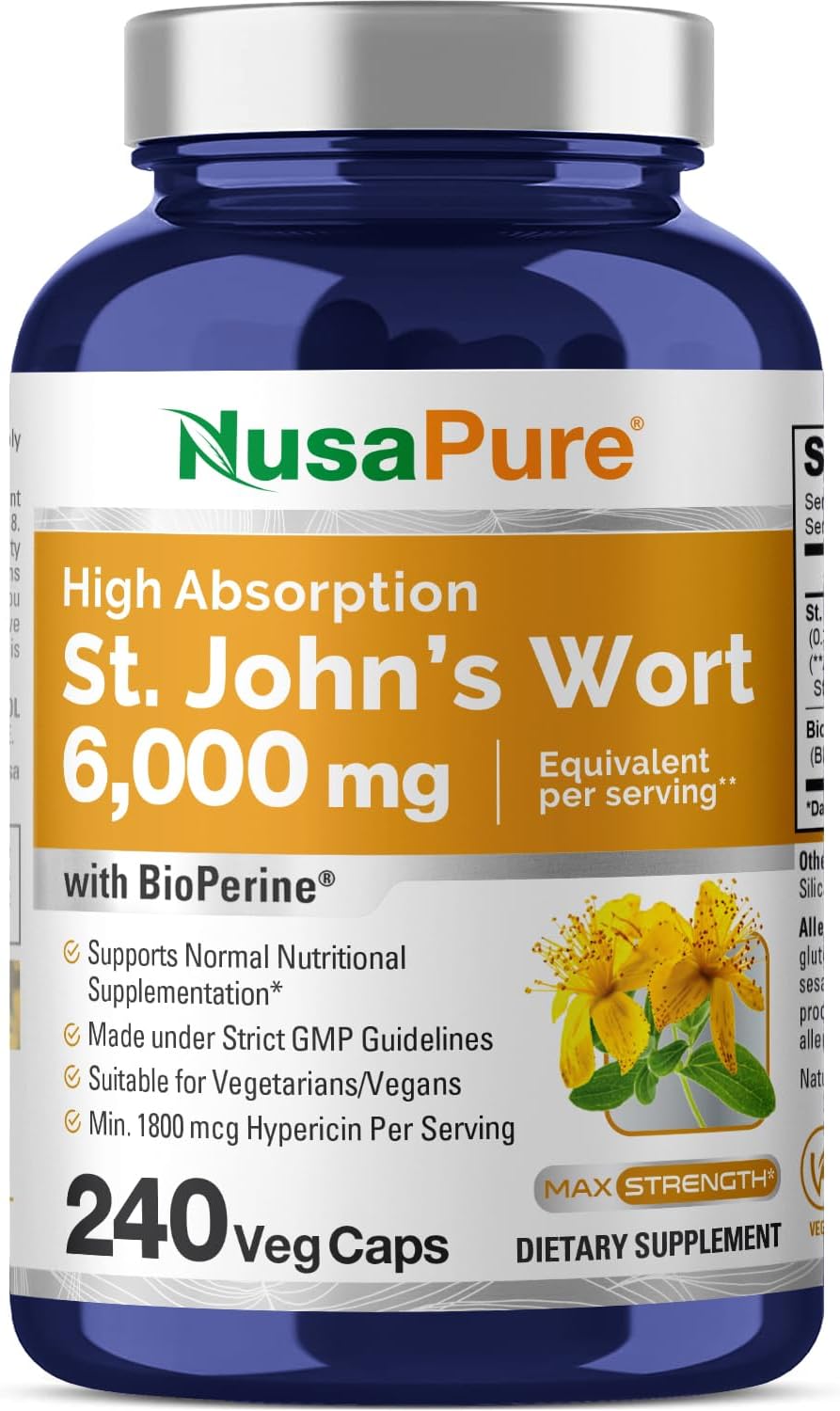 HIERBA DE SAN JUAN  6000 MG 240 CAPSULAS NUSAPURE ST JHONS WORT