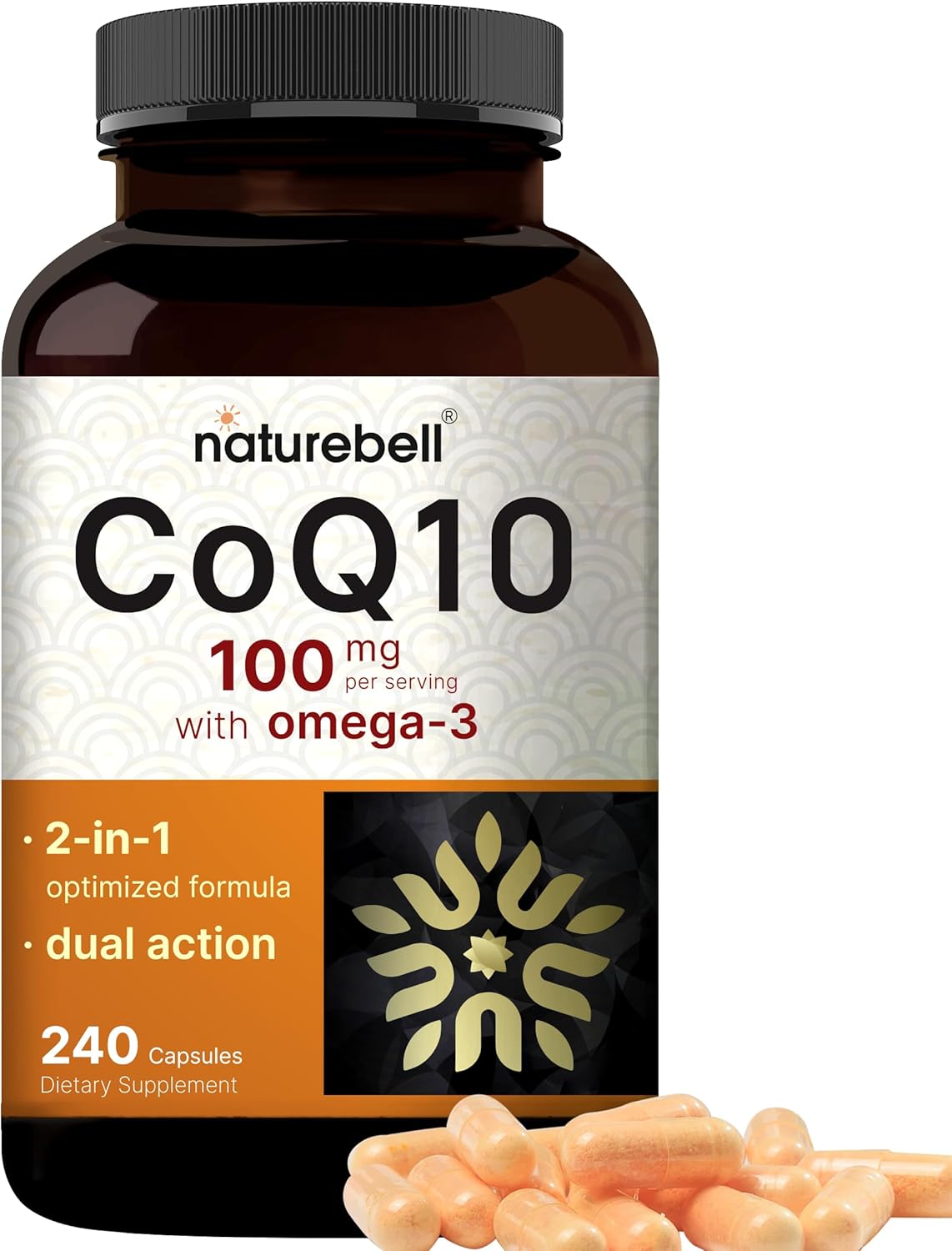 COQ10 UBIQUINONE CON OMEGA 3 100 MG NATUREBELL 240 CAPSULAS NO GMO