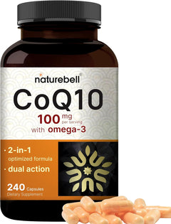 COQ10 UBIQUINONE CON OMEGA 3 100 MG NATUREBELL 240 CAPSULAS NO GMO