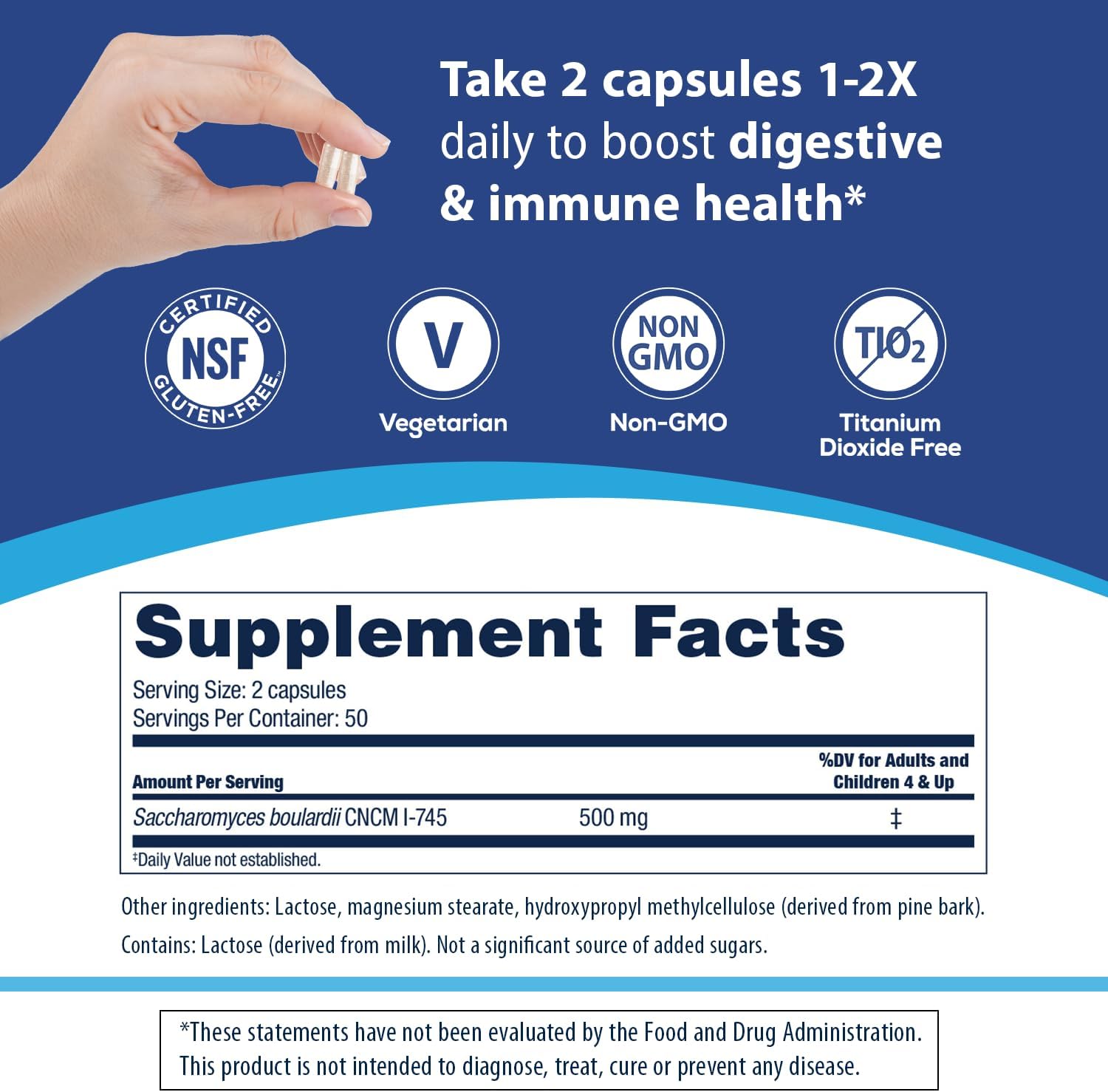 SACCHAROMYCES BOULARDI PROBIOTICOS  500 MG 100 CAPSULAS SIN GMO VEGANO FLORASTOR