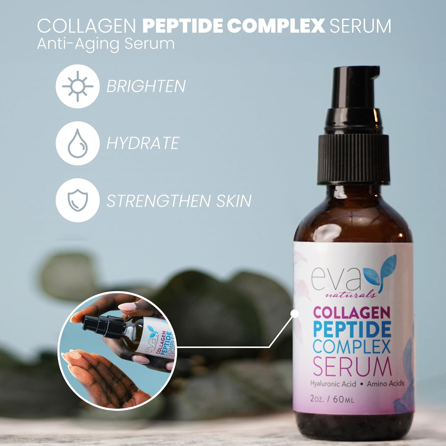 SERUM COLAGENO PEPTIDOS COMPLEX + ACIDO HIALURONICO Y AMINOACIDOS 60 ML EVA NATURALS