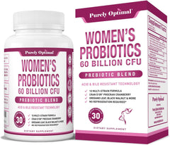 PROBIÓTICOS PARA MUJERES 60 BILLONES CFU 10 STRAINS 30 CÁPSULAS NO GMO  PURELY OPTIMAL