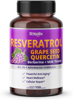 RESVERATROL COMPLEX 24,000 MG + QUERCETINA 1000 MG 150 CAPSULAS SIN GMO SOTALIX