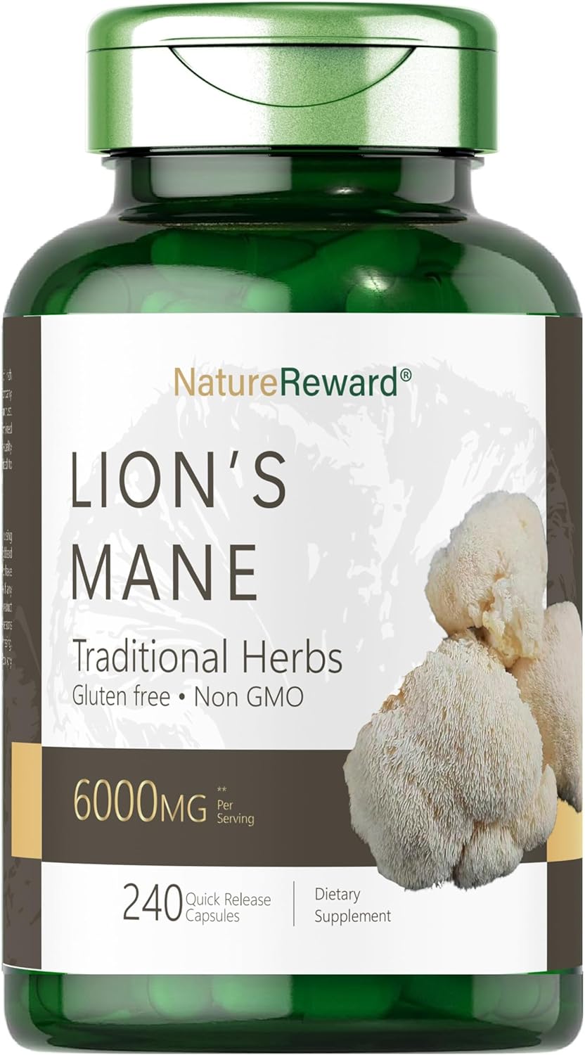 MELENA DE LEÓN  6000 MG 240 CÁPSULAS NO GMO NATURE REWARD LIONS MANE