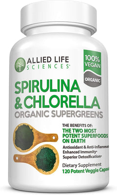 ESPIRULINA CLORELLA 1000 MG 120 CAPSULAS VEGANO ALLIED LIFE SPIRULINA