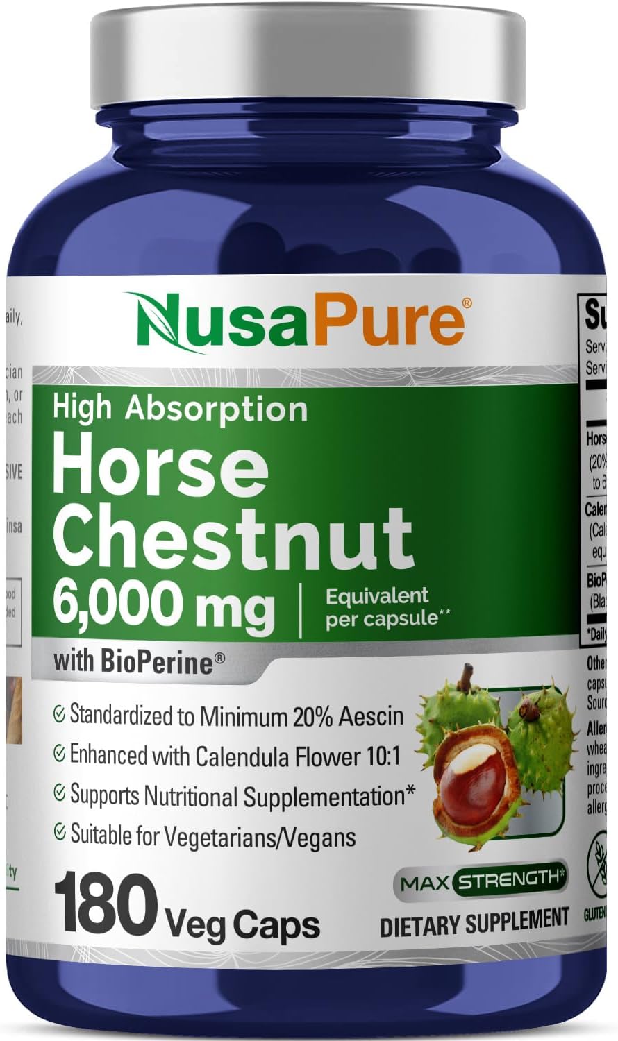 CASTAÑO DE INDIAS NUSAPURE 6000 MG 180 CAPSULAS HORSE CHESTNUT