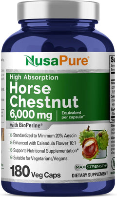 CASTAÑO DE INDIAS NUSAPURE 6000 MG 180 CAPSULAS HORSE CHESTNUT