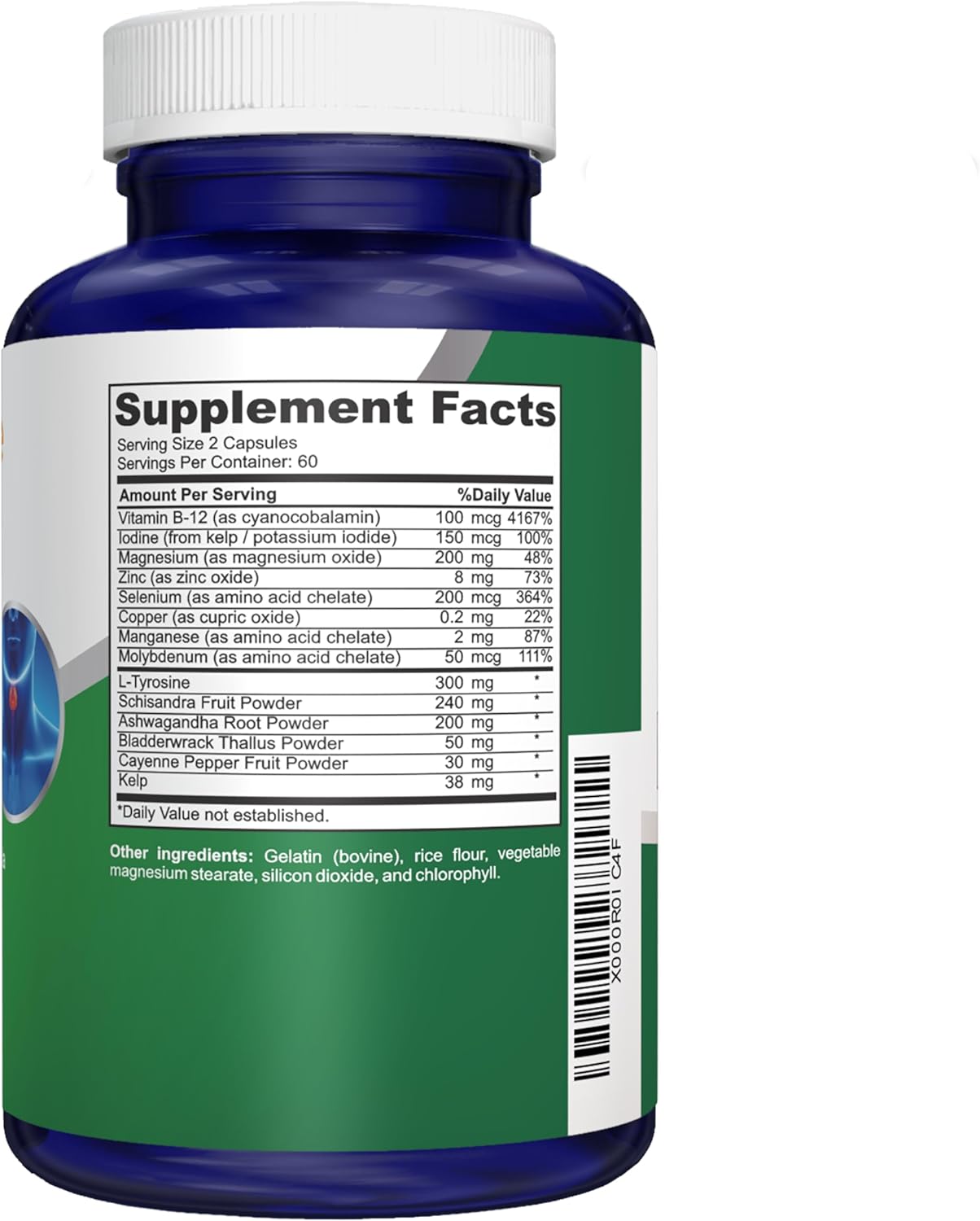 APOYO TIROIDES NUSAPURE 1,068 MG 120 CÁPSULAS NO GMO THYROID SUPPORT