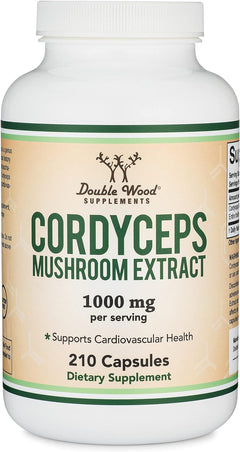 EXTRACTO DE HONGO CORDYCEPS DOUBLE WOOD 1000 MG 210 CÁPSULAS SIN GMO VEGANO