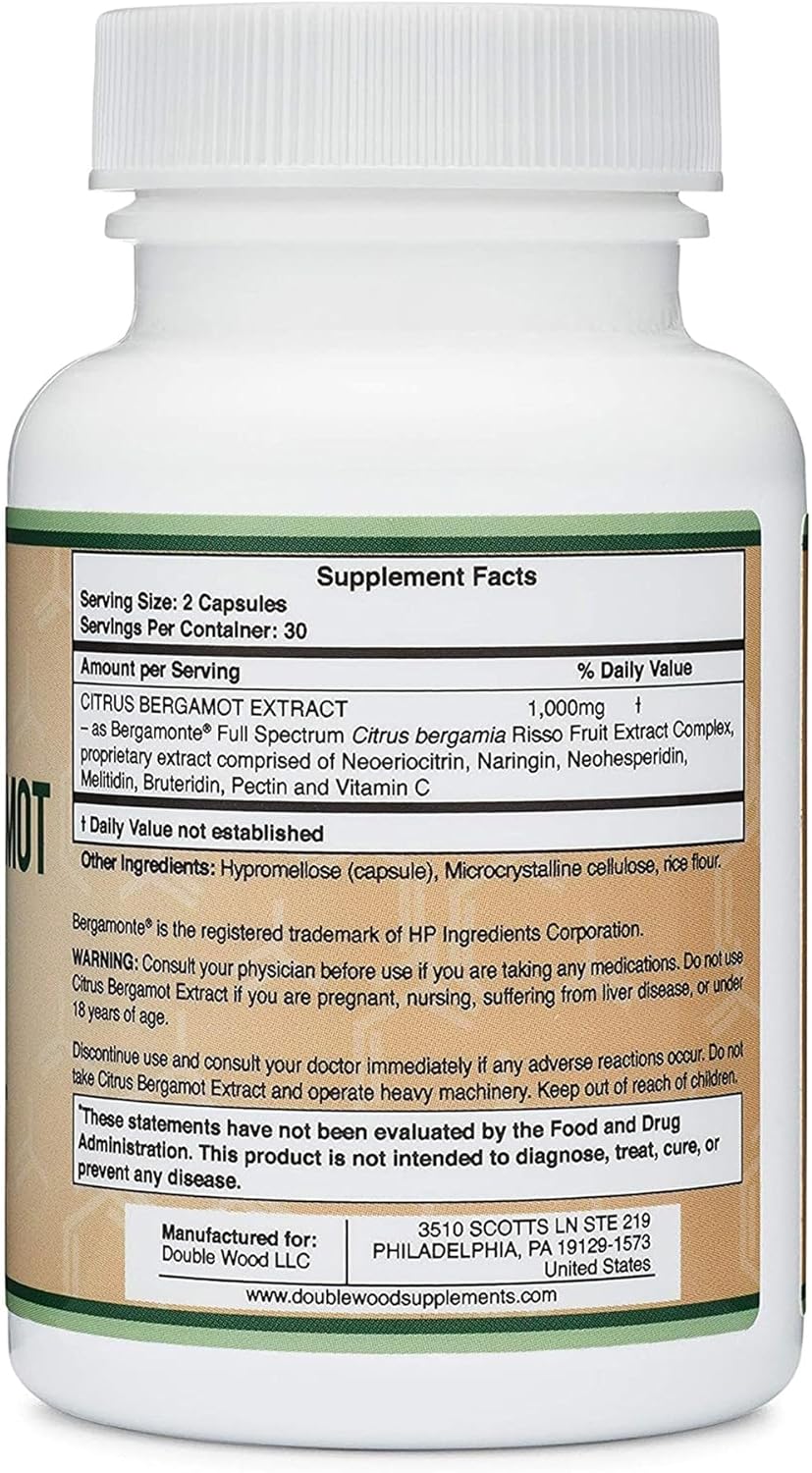 EXTRACTO DE BERGAMOTA CÍTRICA DOUBLE WOOD 1000 MG 60 CAPSULAS