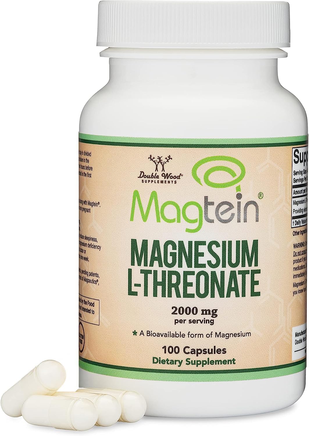 TREONATO DE MAGNESIO MAGTEIN DOUBLE WOOD SUPPLEMENTS 2000 MG 100 CAPSULAS MAGNESIUM THREONATE MAGTEIN