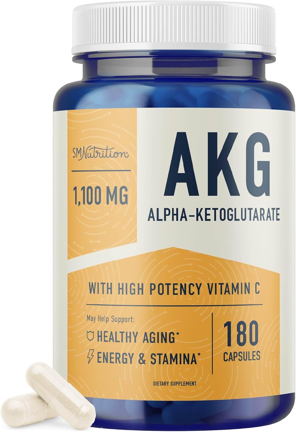 AKG ALPHA KETOGLUTARATE 1100 MG SM NUTRITION 180 CAPSULAS VEGANO NO GMO