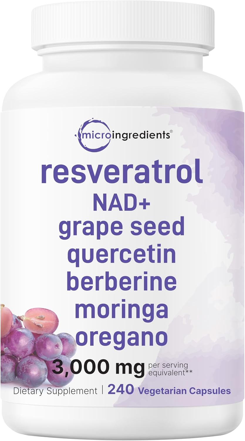 RESVERATROL COMPLEX 3,000 MG MICROINGREDIENTS 240 CAPSULAS VEGETALES NO GMO
