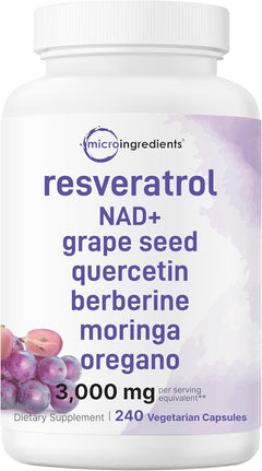 RESVERATROL COMPLEX 3,000 MG MICROINGREDIENTS 240 CAPSULAS VEGETALES NO GMO