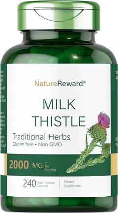 CARDO MARIANO 2000 MG 240 CÁPSULAS NO GMO NATURE REWARD MILK THISTLE