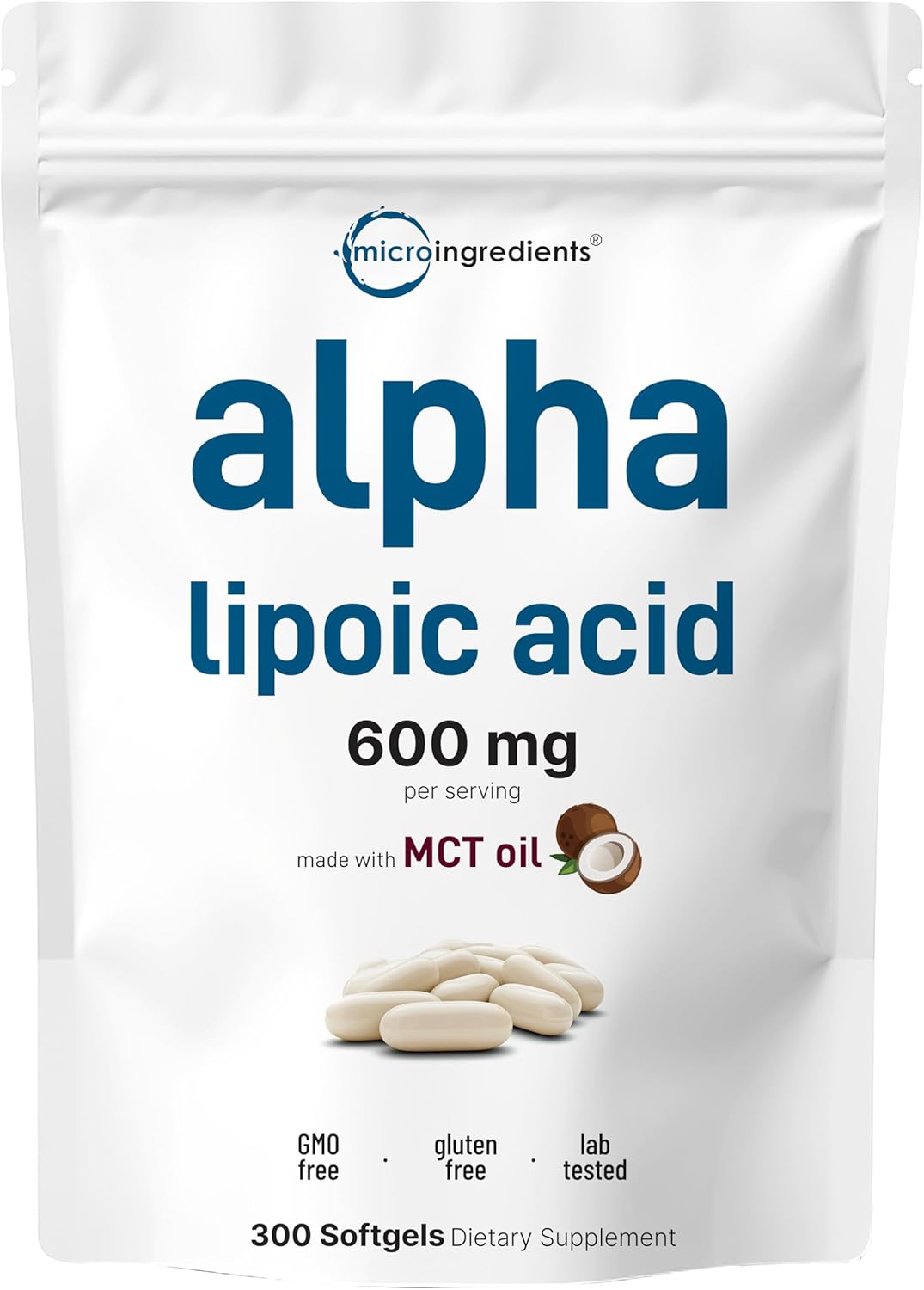 ACIDO ALFA LIPOICO 600 MG MICROINGREDIENTS 300 CAPSULAS BLANDAS NO GMO