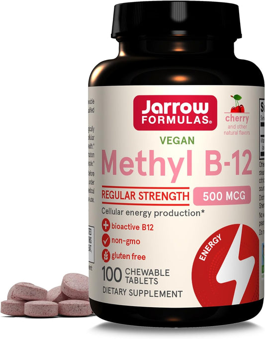 METHYL METILO B12 500 MCG 100 TABLETAS SABOR A CEREZA VEGANO SIN GMO JARROW FORMULAS