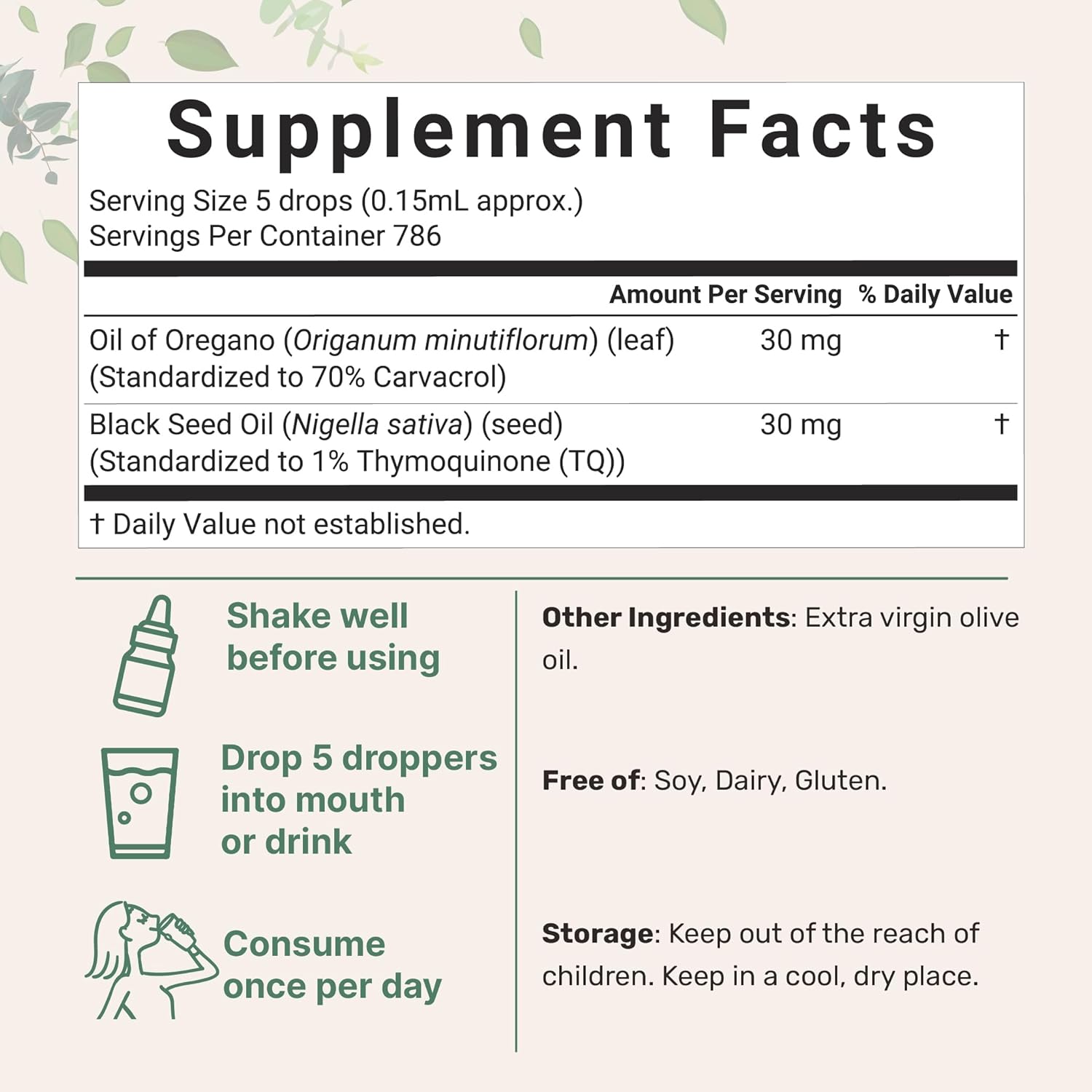 ACEITE DE OREGANO CON SEMILLA NEGRA 60 MG MICROINGREDIENTS 118 ML NO GMO