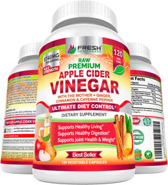 VINAGRE DE MANZANA  1740 MG 120 CAPSULAS VEGANO FRESH HEALTHCARE APPLE CIDER VINEGAR