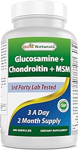 GLUCOSAMINA CONDROITINA MSM 2600 MG BEST NATURAL 180 CAPSULAS NO GMO