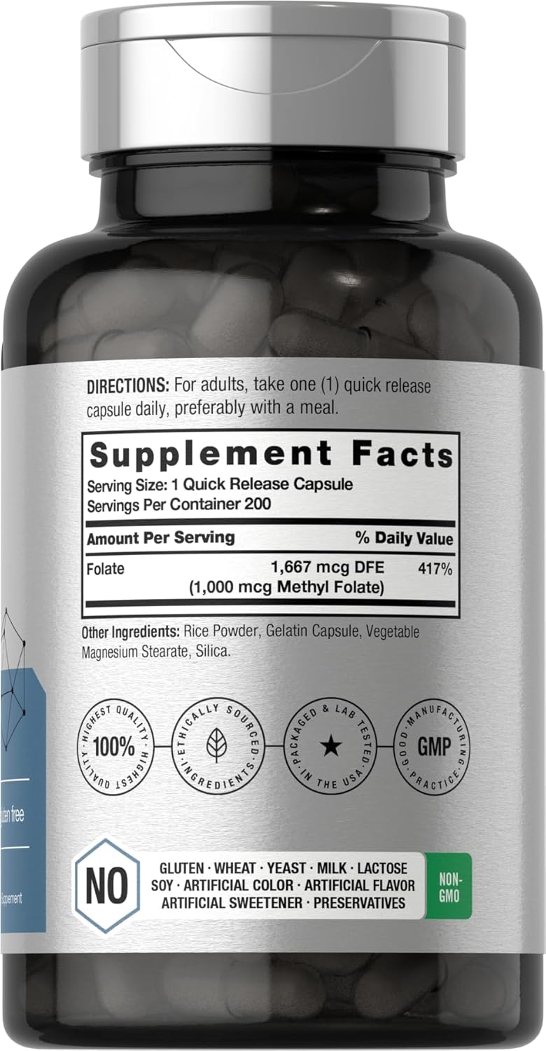 METIL FOLATO 5-MTHF HORBAACH 1000 MCG 200 CAPSULAS NO GMO