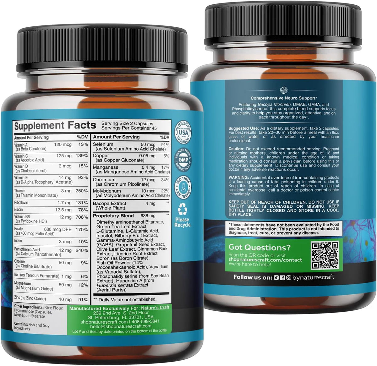 NEURO HEALTH  1003 MG (VITAMINA A 122 MCG CON VITAMINA B6 12 MG Y VITAMINA C 125 MG) 90 CAPSULAS NATURES CRAFT