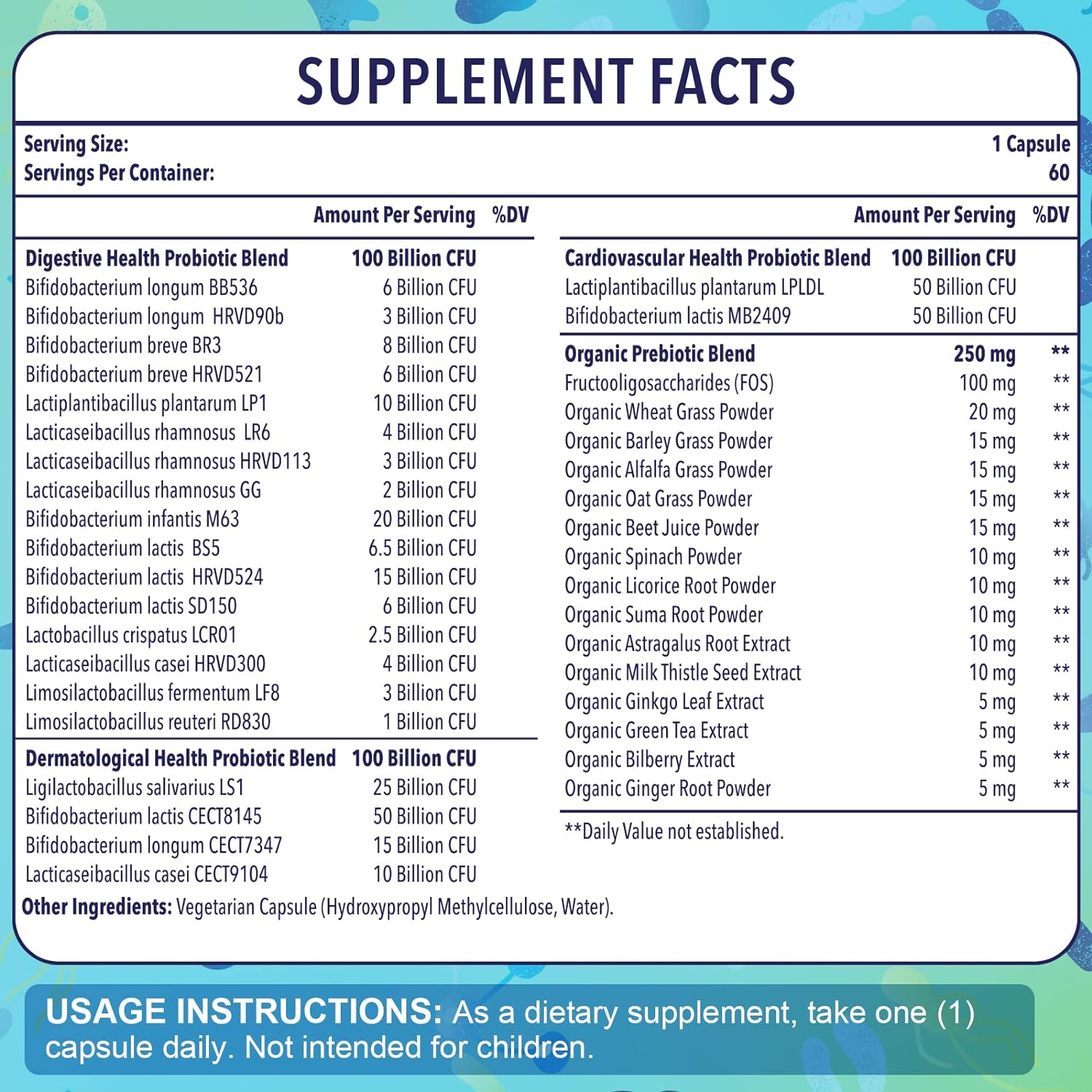 PROBIOTICOS Y PREBIOTICOS 300 BILLONES CFU 24 CEPAS 60 CAPSULAS GIFINARY