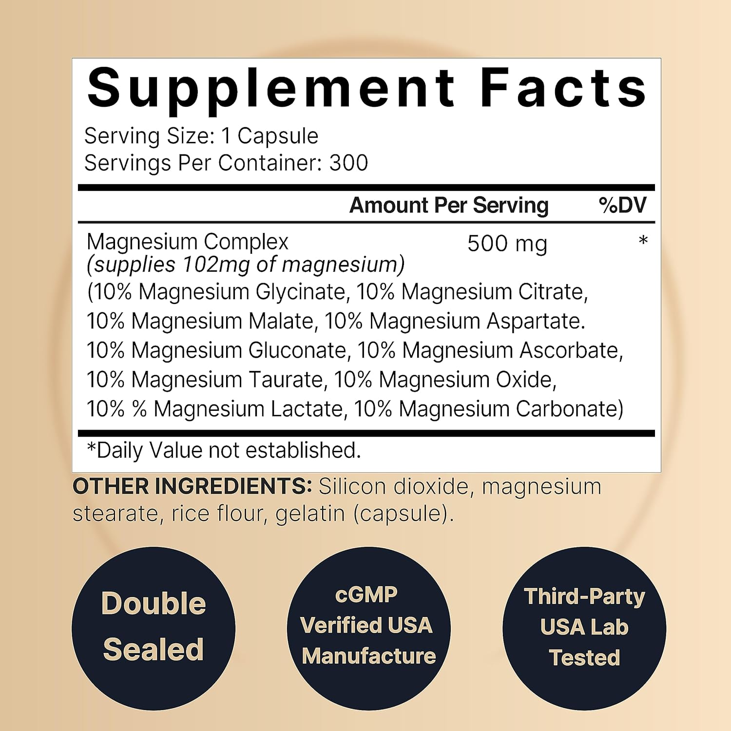 COMPLEJO DE MAGNESIO 10 EN 1 NATUREBELL 500 MG 300 CAPSULAS