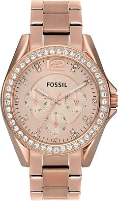 Fossil Riley Women's Watch with Crystal Accents and Stainless Steel Bracelet Band