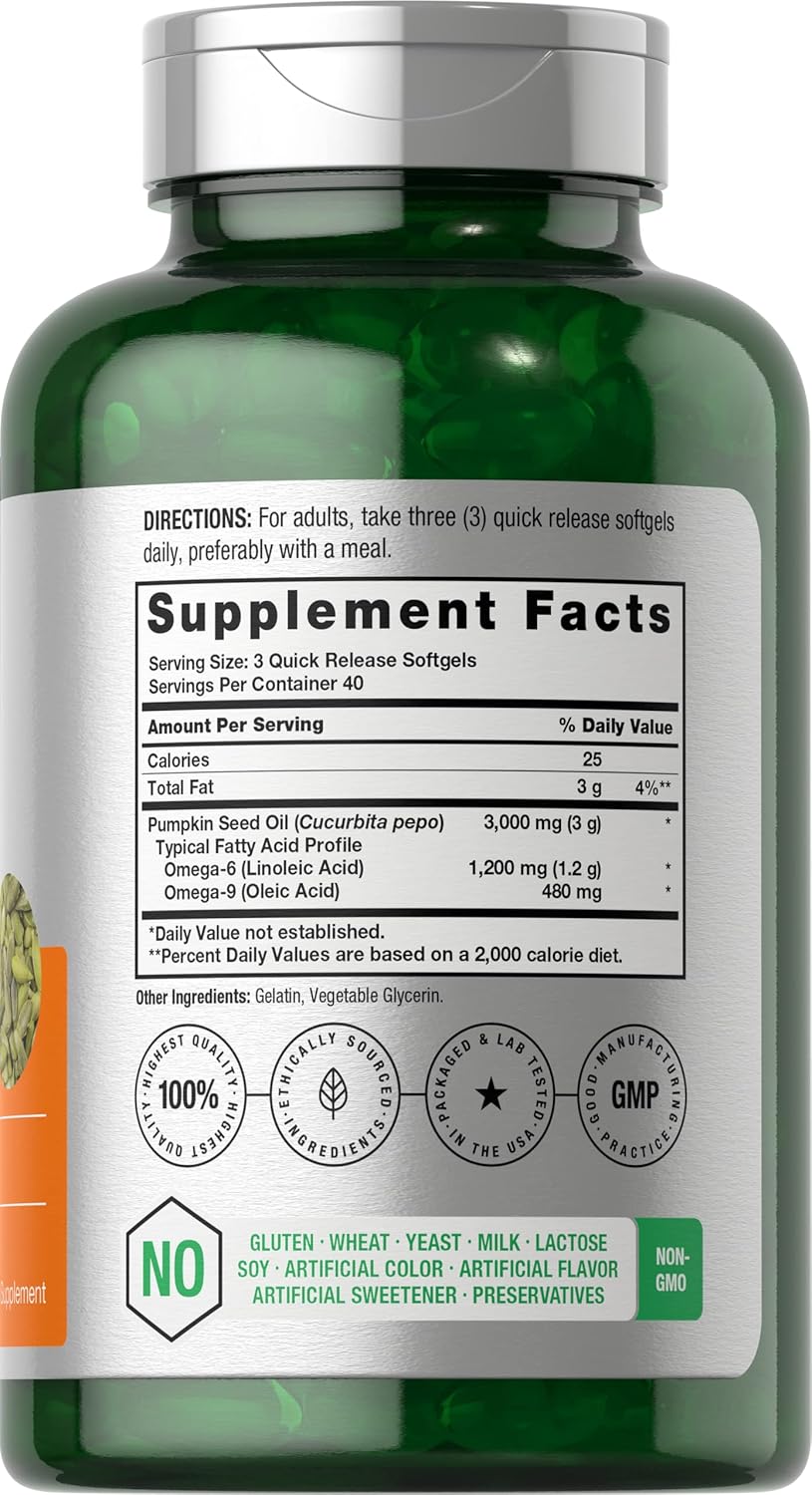 SEMILLA DE CALABAZA 3000 MG HORBAACH 120 CAPSULAS BLANDAS NO GMO SIN GLUTEN