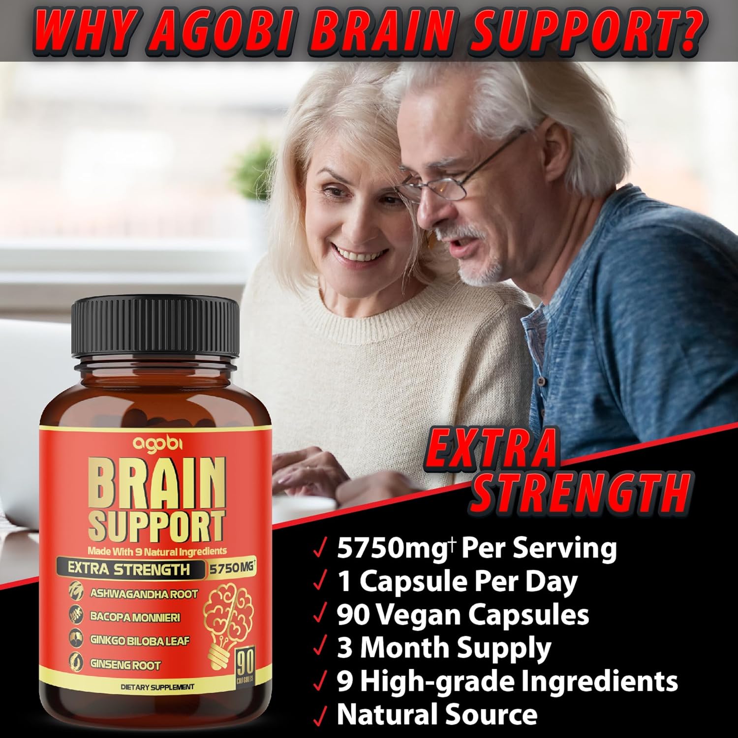 ESTIMULADOR DEL CEREBRO 5750 MG 90 CAPSULAS AGOBI BRAIN BOOSTER