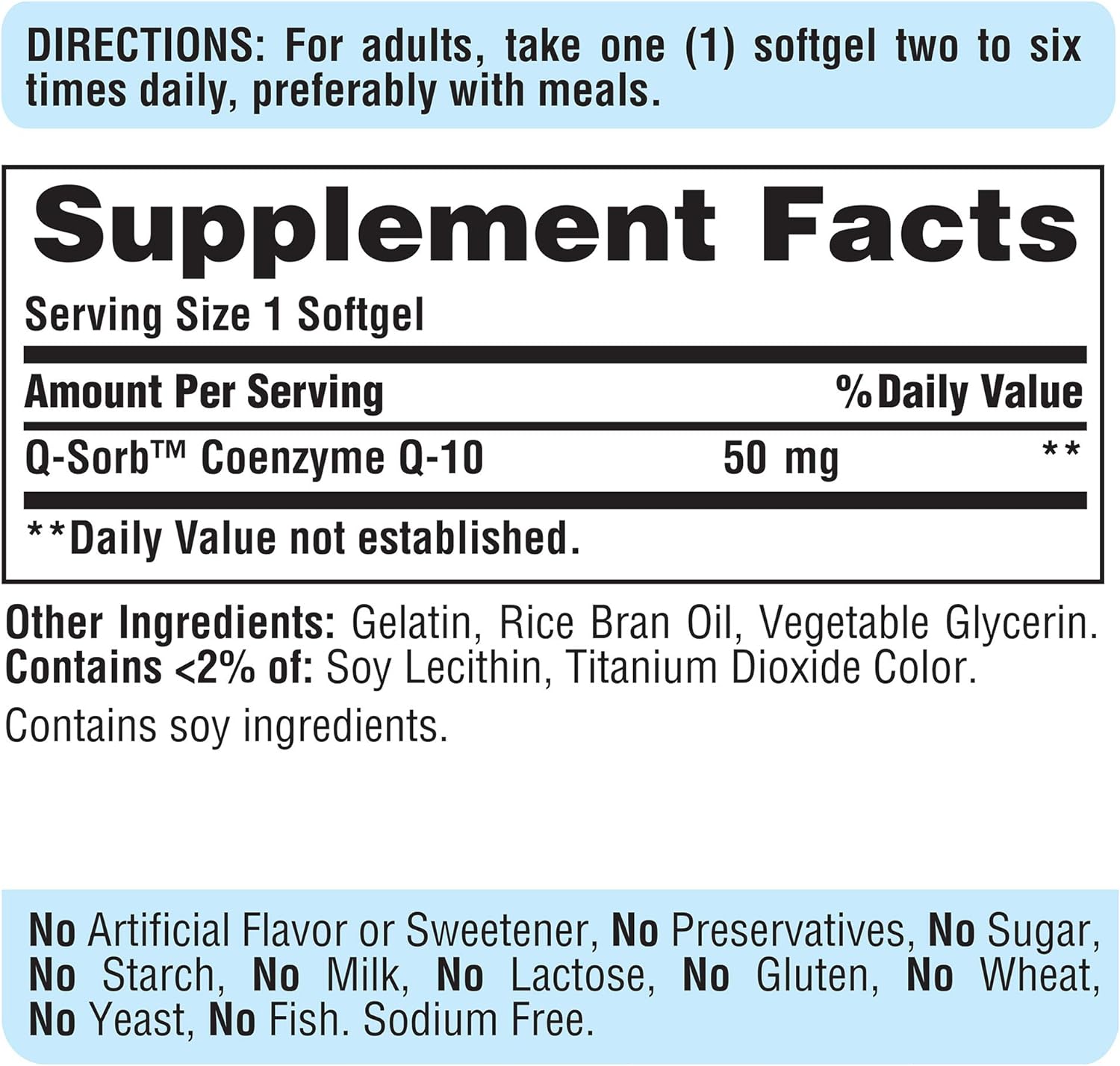 COENZIMA Q10 50 MG UBIQUINOL COQ10 100 CAPSULAS BLANDAS SIN GMO PURITANS PRIDE