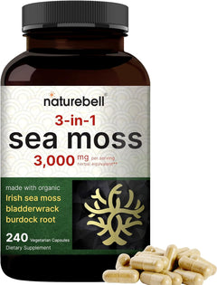 MUSGO DE MAR 3 EN 1 3000 MG 240 CAPSULAS SIN GMO NATUREBELL SEA MOSS IRISH